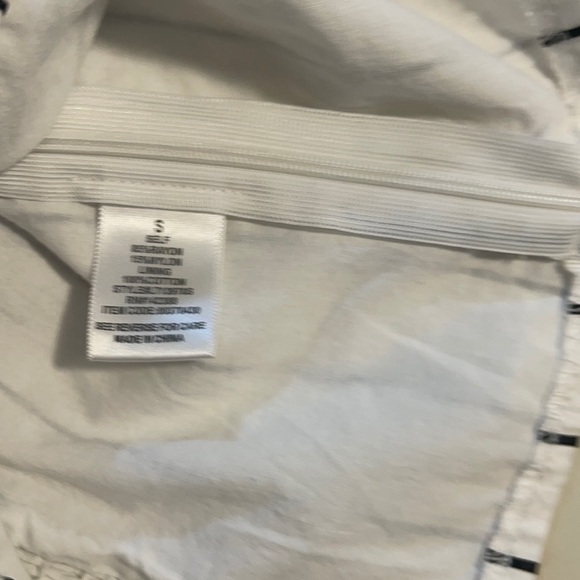 E.ssue White & Black Striped Puff Sleeve Square Neck Ruched Front Blouse Small - Picture 7 of 13